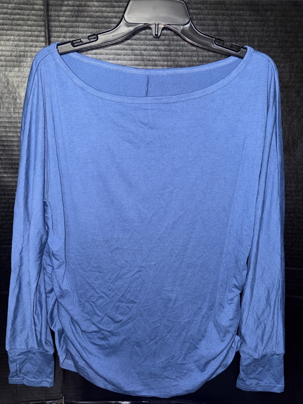 Relaxed Boatneck Long-Sleeve Top in Periwinkle Blue